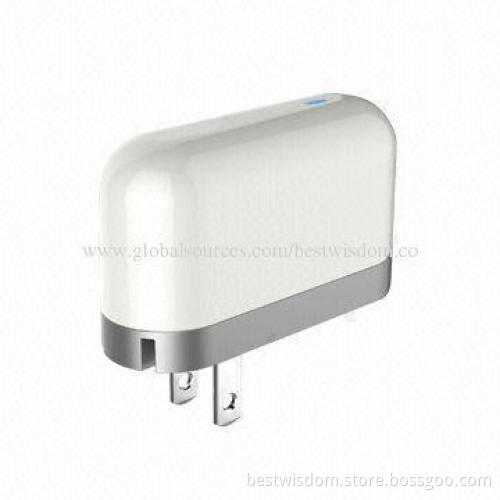 5V/2.4A USB Mobile Phone Charger with 100 to 240V, 50/60Hz Input and Dual USB Socket
